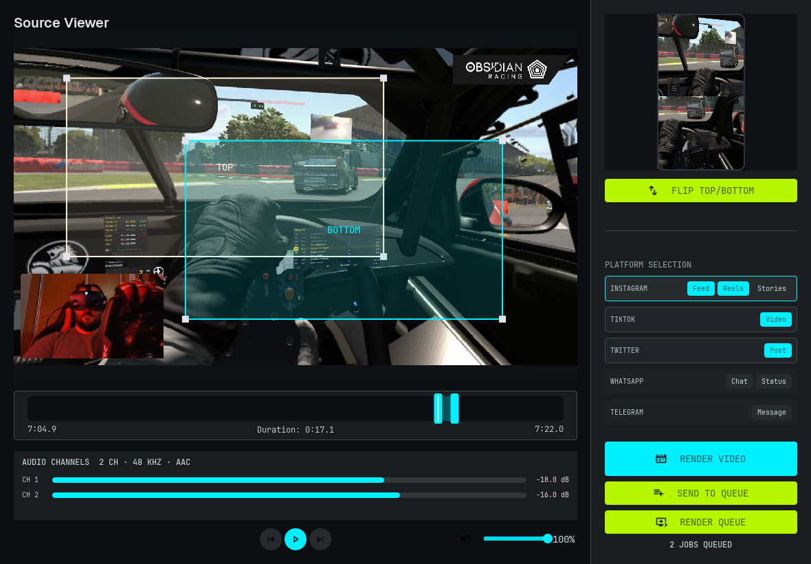 Trimmy editor with queue controls