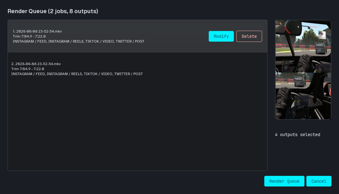 Queue review dialog